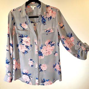 Candies floral tab sleeve chiffon blouse